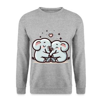 Two Elephants In Love - Unisex Pullover - Weißgrau meliert - Vorne - Alina (178cm) & Michal (187cm)