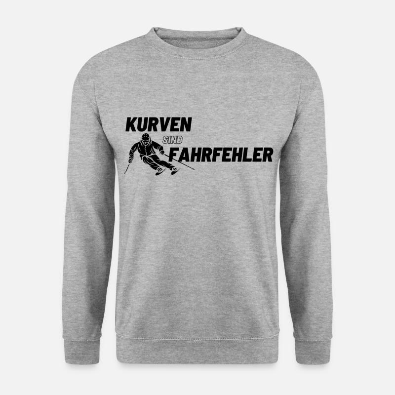 Abfahrtsski Race Ski Kurven sind Fahrfehler lustig - Unisex Pullover - Weißgrau meliert