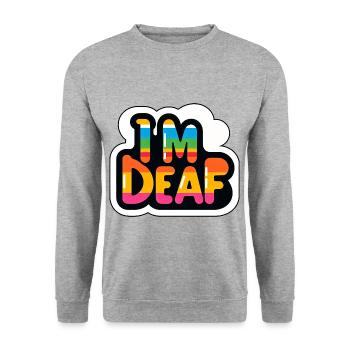 I'm Deaf 39 - Unisex Sweatshirt - salt & pepper - Front - Alina (178cm) & Michal (187cm)