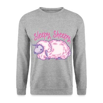 Mein Schlafshirt Schäfchen Schaf Langschläfer - Unisex Pullover - Weißgrau meliert - Vorne - Alina (178cm) & Michal (187cm)