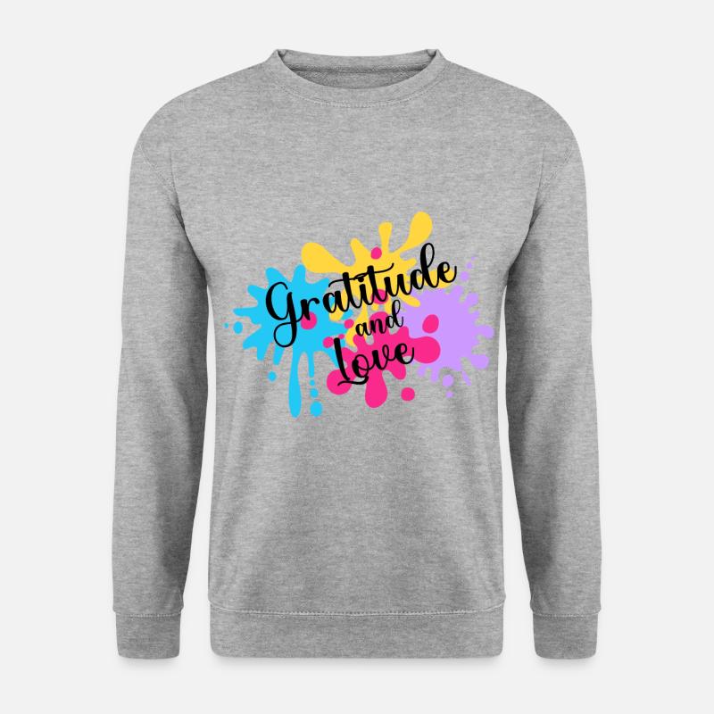 Dankbarkeit und Liebe - Unisex Pullover - Weißgrau meliert