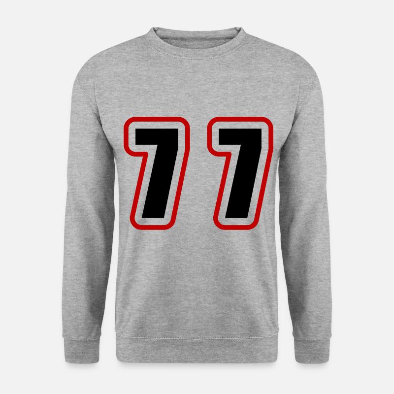77 Zahl College - Unisex Pullover - Weißgrau meliert