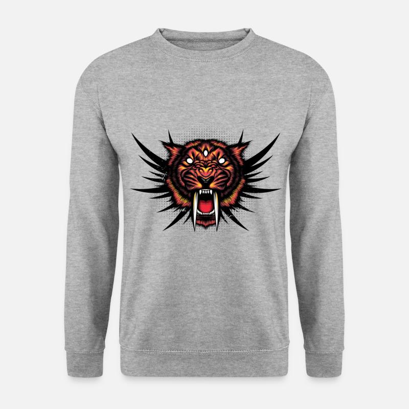 Säbelzahntiger. Leistungsstarke Liebe Tiere Geschenke - Unisex Pullover - Weißgrau meliert