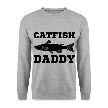 Poisson-chat Papa Papa Pêche au chat Pêcheur Fête des pères - Sweat-shirt Unisexe - gris chiné - Devant - Alina (178cm) & Michal (187cm)