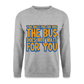 Vous attendez le bus Le bus n’attend pas 2 - Sweat-shirt Unisexe - gris chiné - Devant - Alina (178cm) & Michal (187cm)