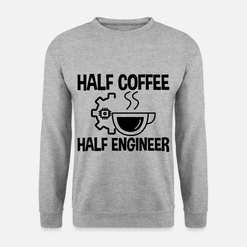 Half Coffee Half Engineer 2 - Unisex Pullover - Weißgrau meliert