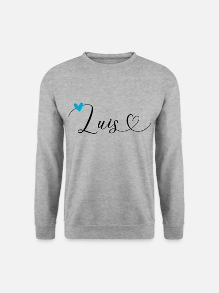 Luis Name Vorname Kalligrafieherz - Unisex Pullover - Weißgrau meliert