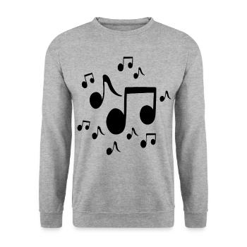 Musiker Melodie Musiknoten in schwarz - Unisex Pullover - Weißgrau meliert - Vorne - Alina (178cm) & Michal (187cm)