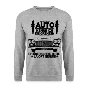 Auto Liebhaber Geschenk Oldtimer Autofahrer Shirt - Unisex Pullover - Weißgrau meliert - Vorne - Alina (178cm) & Michal (187cm)
