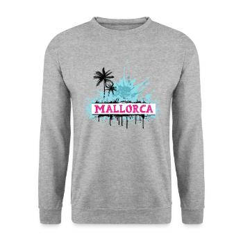 Majorque Espagne Île d’été Palmiers Beach Party - Sweat-shirt Unisexe - gris chiné - Devant - Alina (178cm) & Michal (187cm)