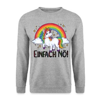 Einfach Nö! Lustiges Einhorn Regenbogen Geschenk - Unisex Pullover - Weißgrau meliert - Vorne - Alina (178cm) & Michal (187cm)