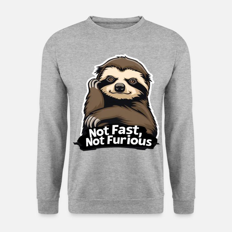 Faultier Not Fast Not Furious - Unisex Pullover - Weißgrau meliert