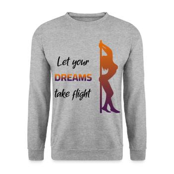 Poledance - Laissez vos rêves prendre leur envol - Sweat-shirt Unisexe - gris chiné - Devant - Alina (178cm) & Michal (187cm)