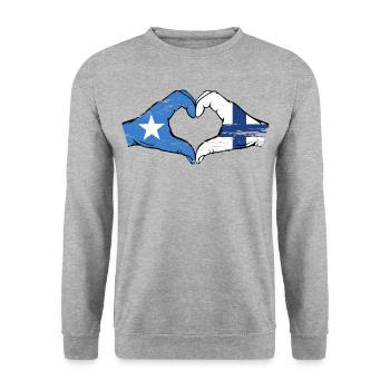 Somalia Finland flag hands heart shape used - Unisex Sweatshirt - salt & pepper - Front - Alina (178cm) & Michal (187cm)