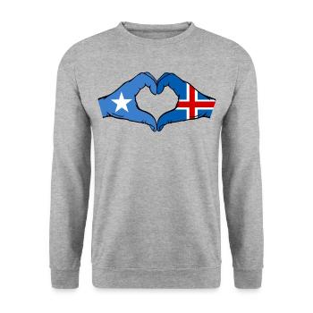 Somalia Island Flag Hands Heart Shape - Unisex Sweatshirt - salt & pepper - Front - Alina (178cm) & Michal (187cm)