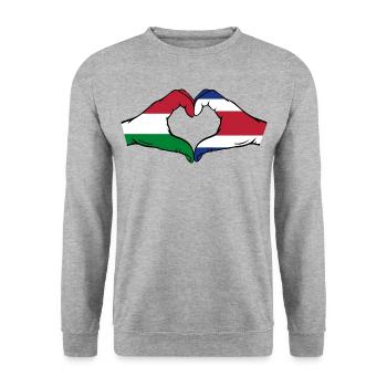 Hungary Costa Rica Flag Hands Heart Shape - Unisex Sweatshirt - salt & pepper - Front - Alina (178cm) & Michal (187cm)