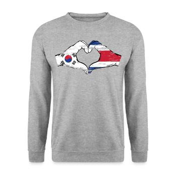 Corée du Sud Costa Rica drapeau mains forme de coeur utilisé - Sweat-shirt Unisexe - gris chiné - Devant - Alina (178cm) & Michal (187cm)