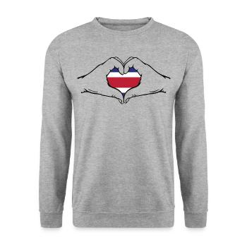 Drapeau du Costa Rica Mains Forme Coeur - Sweat-shirt Unisexe - gris chiné - Devant - Alina (178cm) & Michal (187cm)