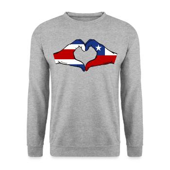 Costa Rica Chili Drapeau Mains Coeur Forme - Sweat-shirt Unisexe - gris chiné - Devant - Alina (178cm) & Michal (187cm)
