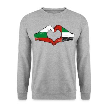 Bulgaria United Arab Emirates Flag Heart - Unisex Sweatshirt - salt & pepper - Front - Alina (178cm) & Michal (187cm)