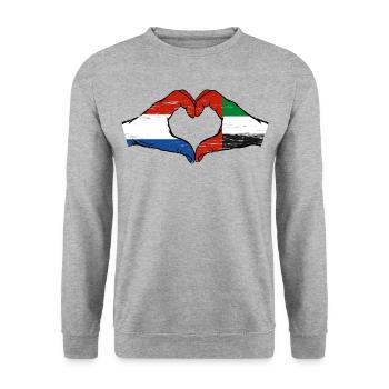 Holland United Arab Emirates Flag Heart - Unisex Sweatshirt - salt & pepper - Front - Alina (178cm) & Michal (187cm)