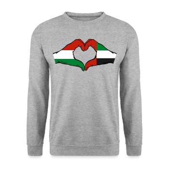 Hungary United Arab Emirates Flag Heart - Unisex Sweatshirt - salt & pepper - Front - Alina (178cm) & Michal (187cm)