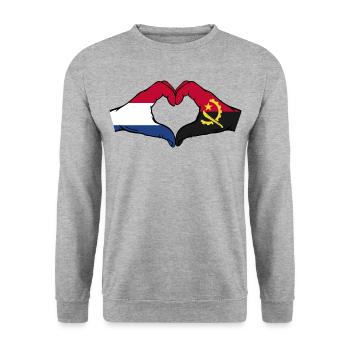 Holland Angola Flagge Hände Herzform - Unisex Pullover - Weißgrau meliert - Vorne - Alina (178cm) & Michal (187cm)
