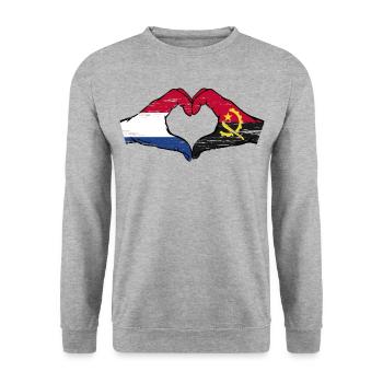 Holland Angola flag hands heart shape used - Unisex Sweatshirt - salt & pepper - Front - Alina (178cm) & Michal (187cm)