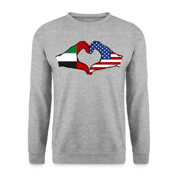 United Arab Emirates USA Heart - Unisex Sweatshirt - salt & pepper - Front - Alina (178cm) & Michal (187cm)