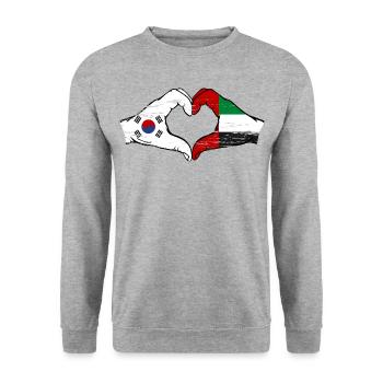 Corée du Sud Émirats arabes unis Cœur - Sweat-shirt Unisexe - gris chiné - Devant - Alina (178cm) & Michal (187cm)