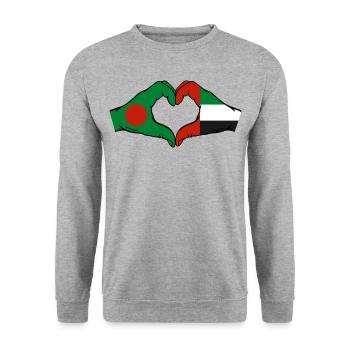 Bangladesh Émirats arabes unis Cœur - Sweat-shirt Unisexe - gris chiné - Devant - Alina (178cm) & Michal (187cm)