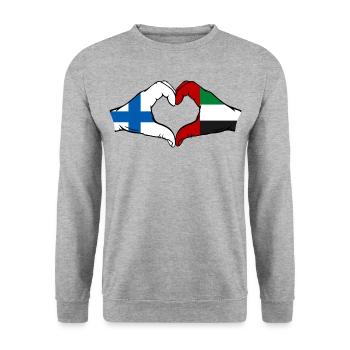 Finnalnd United Arab Emirates Flag Heart - Unisex Sweatshirt - salt & pepper - Front - Alina (178cm) & Michal (187cm)