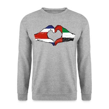 Costa Rica United Arab Emirates Heart - Unisex Sweatshirt - salt & pepper - Front - Alina (178cm) & Michal (187cm)