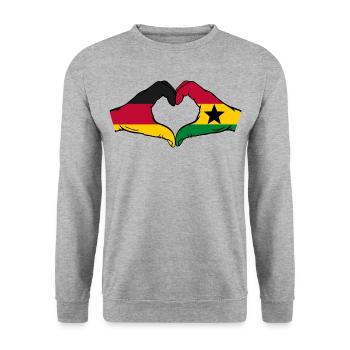 Germany Ghana Flag Hands Heart Shape - Unisex Sweatshirt - salt & pepper - Front - Alina (178cm) & Michal (187cm)