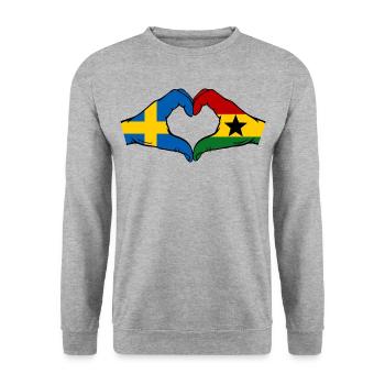 Schweden Ghana Flagge Hände Herzform - Unisex Pullover - Weißgrau meliert - Vorne - Alina (178cm) & Michal (187cm)