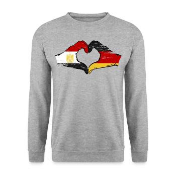 Égypte Allemagne Drapeau Mains Coeur Forme Utilisé - Sweat-shirt Unisexe - gris chiné - Devant - Alina (178cm) & Michal (187cm)
