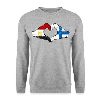 Egypte Finlande Drapeau Mains Coeur Forme Utilisé - Sweat-shirt Unisexe - gris chiné - Devant - Alina (178cm) & Michal (187cm)