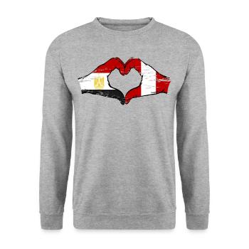 Égypte Pérou Drapeau Mains Coeur Forme Utilisé - Sweat-shirt Unisexe - gris chiné - Devant - Alina (178cm) & Michal (187cm)
