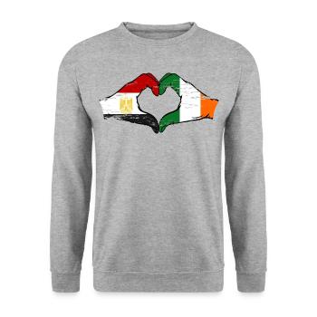 Egypte Irlande Drapeau Mains Coeur Forme Utilisé - Sweat-shirt Unisexe - gris chiné - Devant - Alina (178cm) & Michal (187cm)