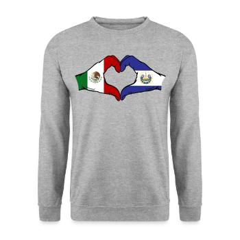 Mexique El Salvador Drapeau Mains Coeur Forme - Sweat-shirt Unisexe - gris chiné - Devant - Alina (178cm) & Michal (187cm)