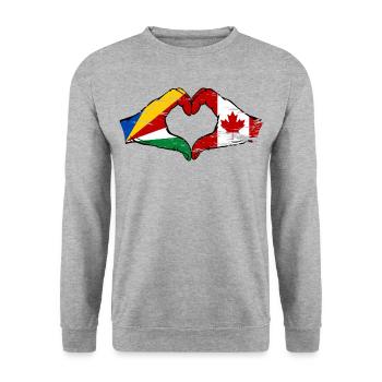 Seychelles Canada flag hands heart shape used - Unisex Sweatshirt - salt & pepper - Front - Alina (178cm) & Michal (187cm)