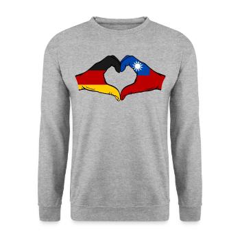 Germany Taiwan Flag Hands Heart Shape - Unisex Sweatshirt - salt & pepper - Front - Alina (178cm) & Michal (187cm)
