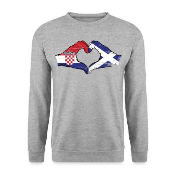 Croatia Scotland flag hands heart shape used - Unisex Sweatshirt - salt & pepper - Front - Alina (178cm) & Michal (187cm)