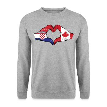 Croatia Canada Flag Hands Heart Shape Used - Unisex Sweatshirt - salt & pepper - Front - Alina (178cm) & Michal (187cm)