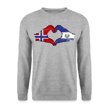 Norvège El Salvador drapeau mains forme de coeur utilisé - Sweat-shirt Unisexe - gris chiné - Devant - Alina (178cm) & Michal (187cm)