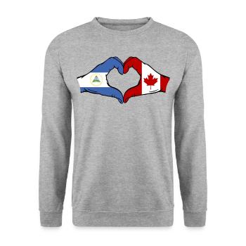 Nicaragua Canada Drapeau Mains Coeur - Sweat-shirt Unisexe - gris chiné - Devant - Alina (178cm) & Michal (187cm)