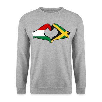 Hungary Jamaica Flag Hands Heart Shape - Unisex Sweatshirt - salt & pepper - Front - Alina (178cm) & Michal (187cm)