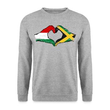 Hungary Jamaica Flag Hands Heart Shape Used - Unisex Sweatshirt - salt & pepper - Front - Alina (178cm) & Michal (187cm)