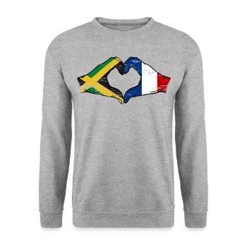 Jamaica France Hands Heart Shape Used - Unisex Sweatshirt - salt & pepper - Front - Alina (178cm) & Michal (187cm)