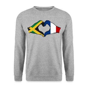 Jamaica France Hands Heart Shape - Unisex Sweatshirt - salt & pepper - Front - Alina (178cm) & Michal (187cm)